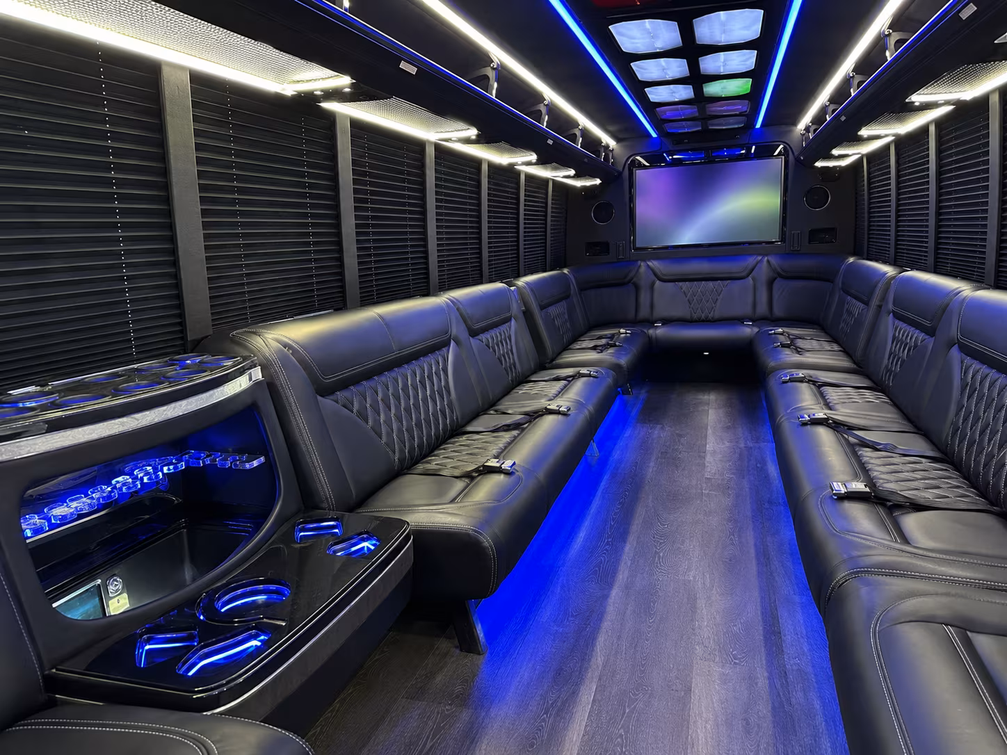 everett 20 passenger party bus inside
