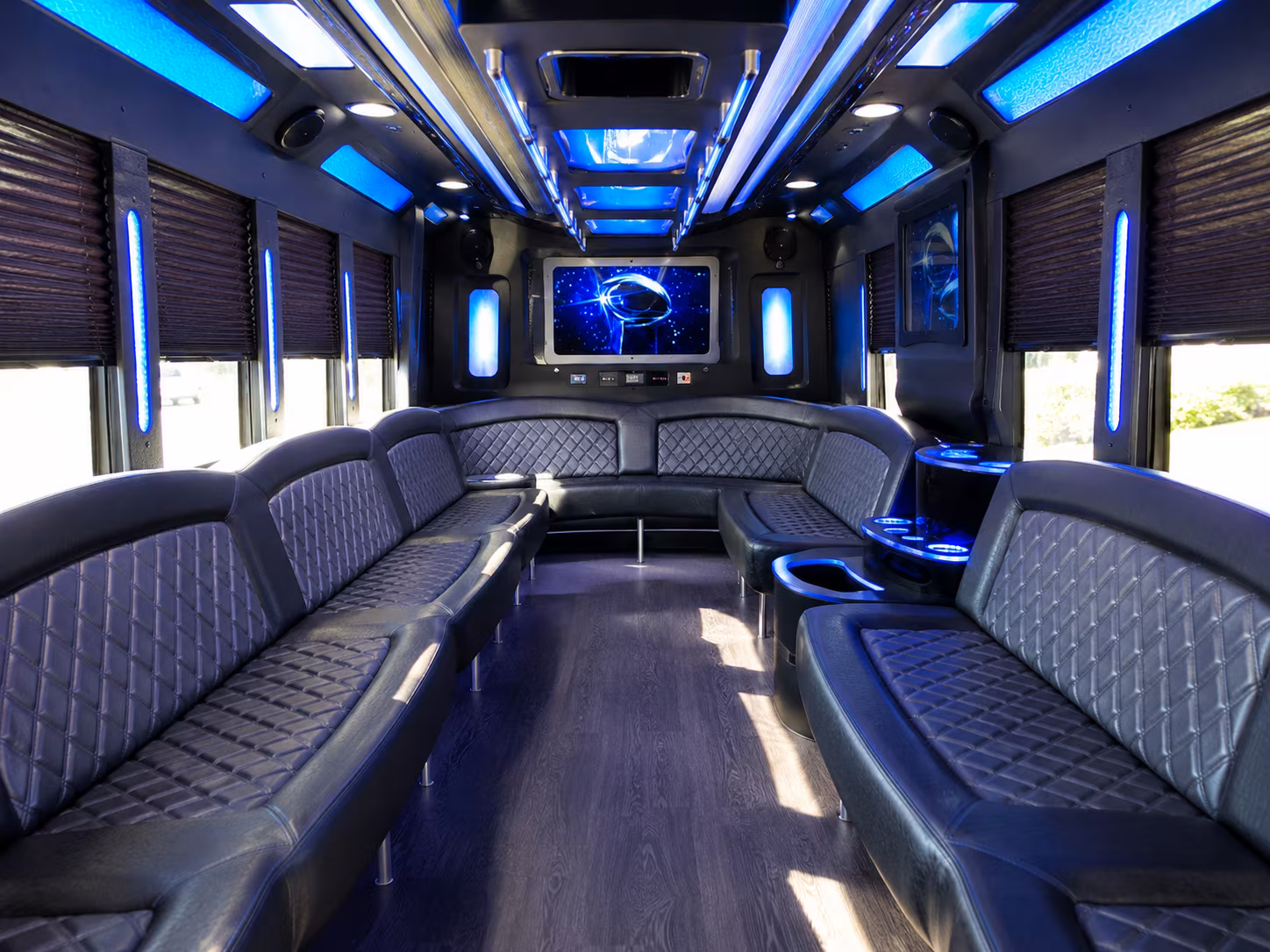 everett 28 passenger party bus inside