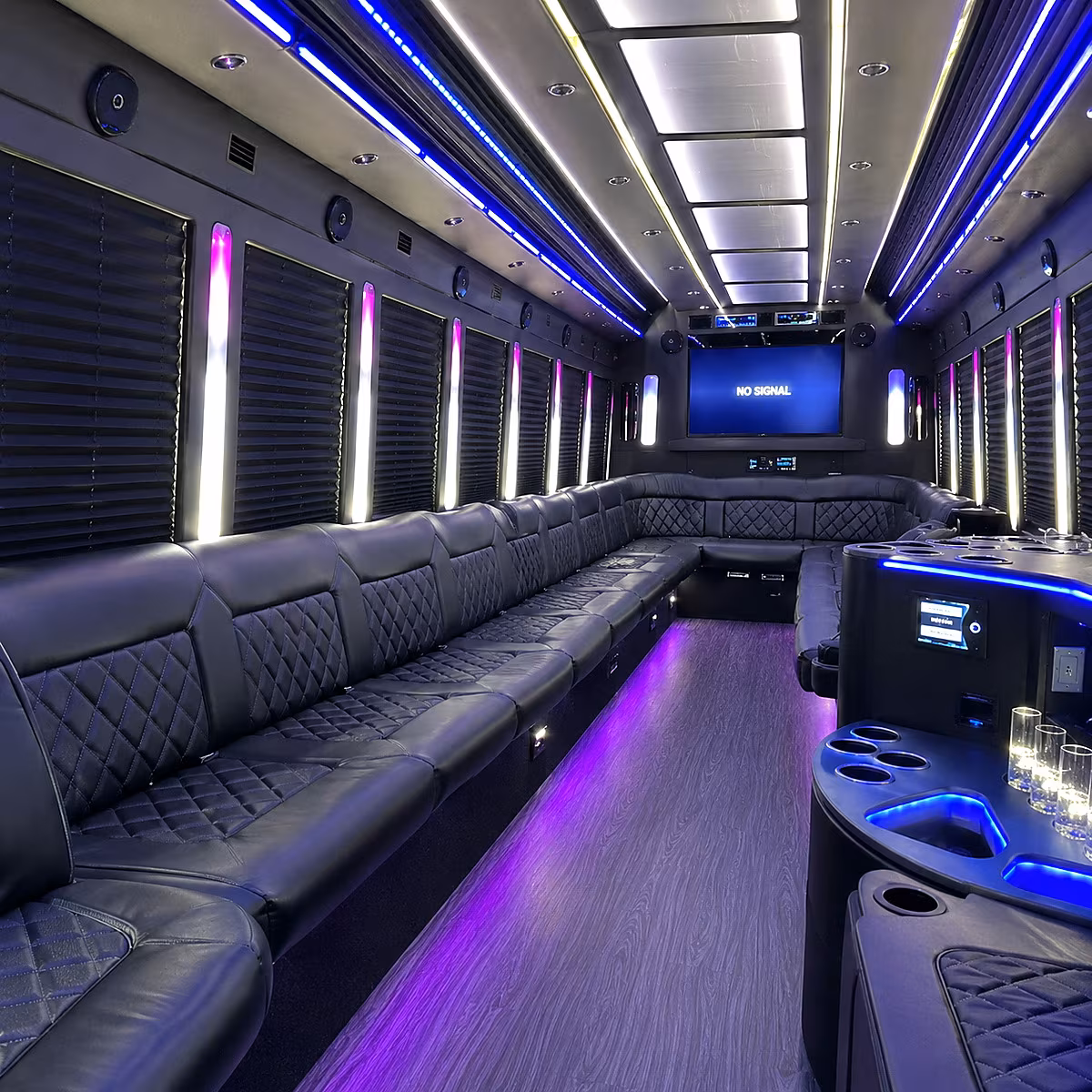 everett 30 passenger party bus inside